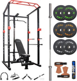 ZNTS 100lb Home Gym sets Multi-functional Power Cage,Home Adjustable Pullup Squat Rack 1000Lbs Capacity 79733446