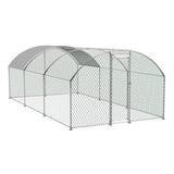 ZNTS Large Chicken Coop Metal Chicken Run with Waterproof and Anti-UV Cover, Dome Shaped Walk-in Fence W2505P171905