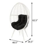 Black and White Patio Chair with Removable Cushion B062P182690