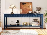 U_Style 60'' Fir Veneer Entryway Table Honeycomb-patterned Fronts,Modern Stylish Console Table N711P230811V