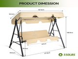 68*43*60 inch Khaki KD Model with Cushion Canopy Iron Oxford Fabric 250kg Iron Swing Set 41207129