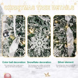 6FT Flocked Pop-Up Christmas Tree with 150 Warm White UL Lights Pre-Decorated with Ornaments, T3637P338603