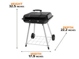 17.5 Inch Charcoal Grill with Wheels and Adjustable Dampers 61478254