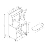 Microwave cart computer cart utility cart with hutch shelves spice rack mobile on locking castors B107P306189