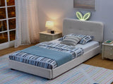 Twin Size Kids Upholstered Bed with Oversized Rabbit Ear Headboard, LED Light & 4 Storage Drawers, W1413P384921