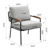 Modern Accent Chair with Natural Wood Armrests Black Metal Frame, Light Gray Upholstered Seat W2215P248473