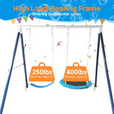 ZNTS Kids Metal Swing Set for Backyard Outdoor Playground Two Functional Swing Set For Kids Outdoor W1262P168481