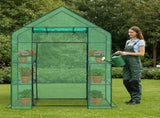 Mini Walk-in Greenhouse with PE Cover, 4-Shelf Indoor Outdoor Plant Gardening Green House for Garden 35710700