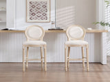 French Country 30'' Height Bar Chairs Set of 2, Upholstered Chairs with Round Back, Wire drawing and W3426P324576