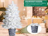 4 FT White Artificial Christmas Tree with Pot Stand, Potted Xmas Pine Tree with 200 Branch Tips for 52419562