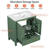 30 Inch Green Bathroom Vanity with Single Sink, Combination Under Counter Sink, Bathroom Storage N729P170521F