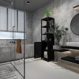 BLACK Storage Tall Slim with Shutter Door and 3 Tier Shelves, Freestanding Linen Tower W2207P272658