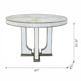 47x47x31.5" Round Dining Table with Elegant Floral Design and Mirrored Silver Finish W2078P248208