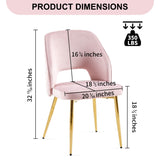 Pink Velvet Dining Chairs with Metal Legs and Hollow Back Upholstered Dining Chairs Set of 4 W1164P188252
