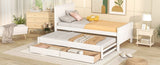 ZNTS Twin Size Platform Bed with Trundle and Drawers, White WF298815AAK