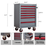 7-Drawer Rolling Tool Chest with Locking Wheels & Drawers, 18.1" D x 26.6" W x 38.3" H Mobile Tool W3037P309487