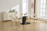 061-Set of 1 Velvet Fabric Chairs With Curved Backrest and Golden Metal Legs for Kitchen or W527P255475