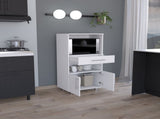 Kitchen Pantry 48" H, Two Open Storage Shelves, One for Microwave, Two Doors, Four Legs, White B097P167452