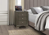 Gray Finish 3-Drawers Nightstand with 2 USB Ports Transitional Bedroom Furniture 1pc Bedside Table B011P172005