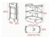 5LBS Heavy Duty Foldable Utility Service Cart, 3 Shelf Plastic Rolling Cart with Lockable Wheels and 08778654