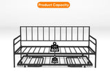 Twin Daybed with RGB LED Lights & Charging Station, Height Adjustable Day Bed Frame with Trundle, W2129P244576