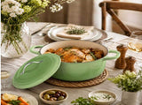7.5QT Round Enameled Pot with Stainless Steel Handle Green Gradient 77337136