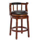 Seat height 26.5'' Cow top Leather Wooden Bar Stools, 360 Degree Swivel Bar Height Chair with Backs W2195P268323