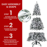 5FT Flocked Christmas Tree Artificial Snowy Holiday Tree with 407 Tips, Full Shape PVC, Sturdy 77059771