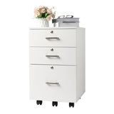 ZNTS White Wood Grain Density Board Three Drawers Wooden Filing Cabinet 70600637