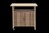 Outdoor Wicker Bar Cart, Patio Wine Serving Cart w/Wheels , Rolling Rattan Beverage Bar Counter W640P253282