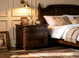 () Vintage-Style 3-Drawer Nightstand with Power Outlet 24*16.14*26.38in P2 MDF 26434829