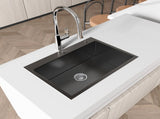 Stainless Steel Kitchen Sink, 27x19 Single Bowl, Overmount Handmade Sink in Black, with US 00233658