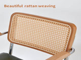 Dining Chairs Set of 2, Faux Leather Rattan Side Accent Chairs with Chrome Legs, Modern Mid Century W2105P540789