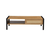 40.16" Rattan Coffee table, sliding door for storage, metal legs, Modern table for living room , W1265121739