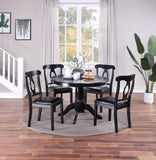 ZNTS Classic Design Dining Room 5pc Set Round Table 4x side Chairs Cushion Fabric Upholstery Seat B01147410