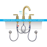 Gold Bathroom Faucet 2 Handle 8 Inch Bathroom Sink Faucets Stainless Steel 3 Hole Widespread with T3177P277501