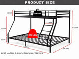 Twin Over Full Bunk Bed, Heavy Duty Metal Bunk Bed Frame with Anti-Slip Ladder & Safety Guardrails, W5635P525844