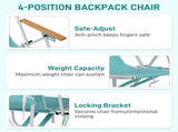 4-Position Adjustable Backpack Beach Chair, Foldable Rustproof Aluminum Frame Lounge Chair with 20945443