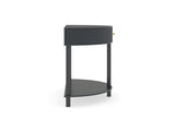 Artisan-Crafted Wave-Pattern Demi-Lune Console Table with Dark Gray Finish,Unique Half Moon Design 68908994