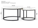 Set 2 Coffee Table Nesting White and gray top Black Frame Circular Round and Marble Pattern Wooden 68840643