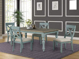 Prato Wood Cross Back Upholstered Dining Chairs, Set Of 2, Antique Blue T2574P164552
