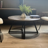 Round Coffee Table Wood Grain and Black Metal W2221P190871