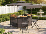 6' x 5.5' Outdoor BBQ Grill Shelter Gazebo, Waterproof Fabric Canopy with 2-Tier Roof, 6 Hanging 41713667