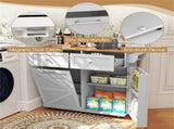 Gray Mobile Kitchen Island Cart with Drop-Leaf Design, Lockable Universal Wheels & Trash Storage 01488643