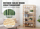 6-Tier Bookshelf, 63.39" Storage Rack with 130lb Capacity, 100% Wood, Versatile Bamboo Shelving 23045730