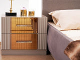 Gold Detailed Nightstand made with Wood in Gray B00957543
