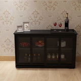 Kitchen Storage Stand Cupboard With Glass Door-Black 69919750