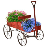 Wooden plant frame with wheels, red planting pot 33342235