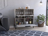 Bar Cabinet Puertu, Six Wine Cubbies, Double Door Cabinet, Light Gray Finish B092123057