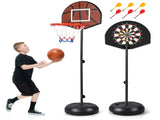 2-in-1 Toddler Basketball Hoop Set - Double-Sided , 6 Darts Included, Black 90414530